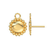 Load image into Gallery viewer, 8.5mm 18k Solid Yellow Gold Granulation Ear Post Findings Pair With Backs - Jalvi & Co.