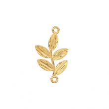Load image into Gallery viewer, 18k Solid Yellow Leaf Connector 15x10mm with 2.20mm Closed Jump Rings Finding
