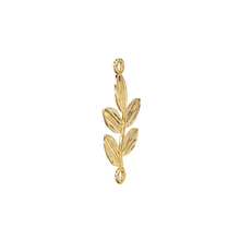 Load image into Gallery viewer, 18k Solid Yellow Leaf Connector 15x10mm with 2.20mm Closed Jump Rings Finding
