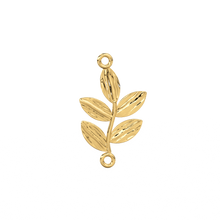Load image into Gallery viewer, 18k Solid Yellow Leaf Connector 15x10mm with 2.20mm Closed Jump Rings Finding