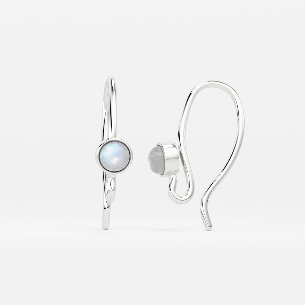 16x8mm 20 GAUGE 18k Solid Yellow Gold Rainbow Moonstone Finding Earwire Pair