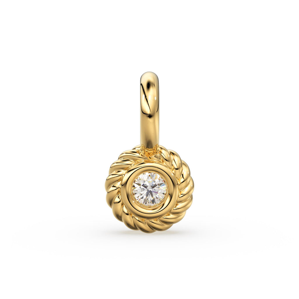 Petite Round Diamond Charm Pendant / 14k 18k Solid Gold Pendant / Diamond Pendant / Solitaire Diamond Charm / Sale - Jalvi & Co.