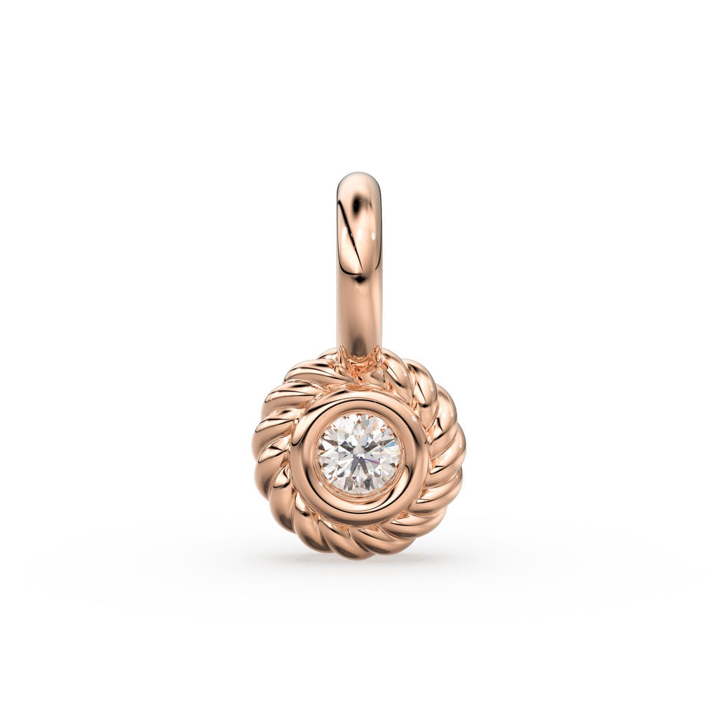 Petite Round Diamond Charm Pendant / 14k 18k Solid Gold Pendant / Diamond Pendant / Solitaire Diamond Charm / Sale - Jalvi & Co.