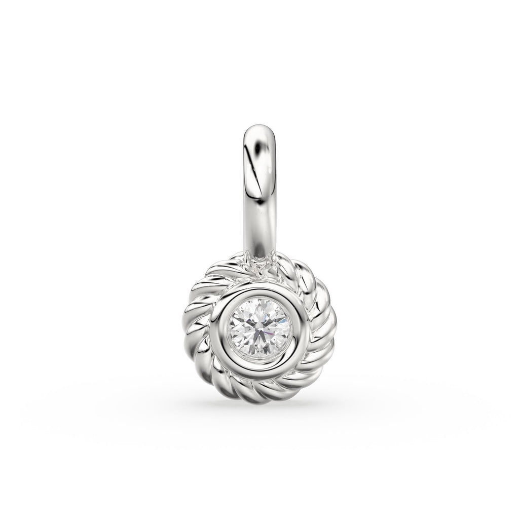 Petite Round Diamond Charm Pendant / 14k 18k Solid Gold Pendant / Diamond Pendant / Solitaire Diamond Charm / Sale - Jalvi & Co.