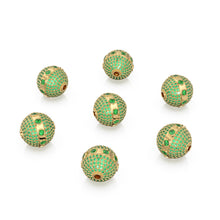 Load image into Gallery viewer, Emerald Pave Setting Solid Gold Spacer Finding Bead, Green Emerald Spacer, Zambian Emerald Pave Finding, Solid Gold Bead 13mm Christmas Gift - Jalvi & Co.