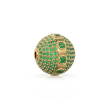 Load image into Gallery viewer, Emerald Pave Setting Solid Gold Spacer Finding Bead, Green Emerald Spacer, Zambian Emerald Pave Finding, Solid Gold Bead 13mm Christmas Gift - Jalvi & Co.