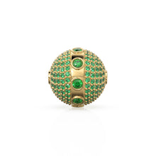 Load image into Gallery viewer, Emerald Pave Setting Solid Gold Spacer Finding Bead, Green Emerald Spacer, Zambian Emerald Pave Finding, Solid Gold Bead 13mm Christmas Gift - Jalvi & Co.