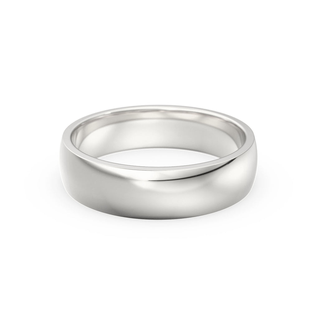 6MM Gold Wedding Band/ 5MM CLASSIC DOME Polished Mens & Womens Wedding Ring by Jalvi Co / Also available Rose Gold, White Gold - Jalvi & Co.
