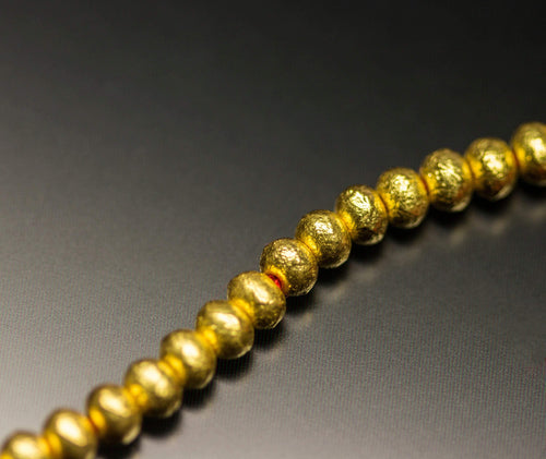 5pc, Handmade 18k Solid Gold Handmade Textured Rondelle Hollow Beads Spacer Findings St Patricks Day