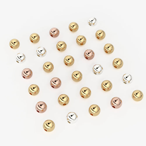 2MM 18k Solid Gold Smooth Round Bead Ball Spacer (10 pieces) Christmas Gift