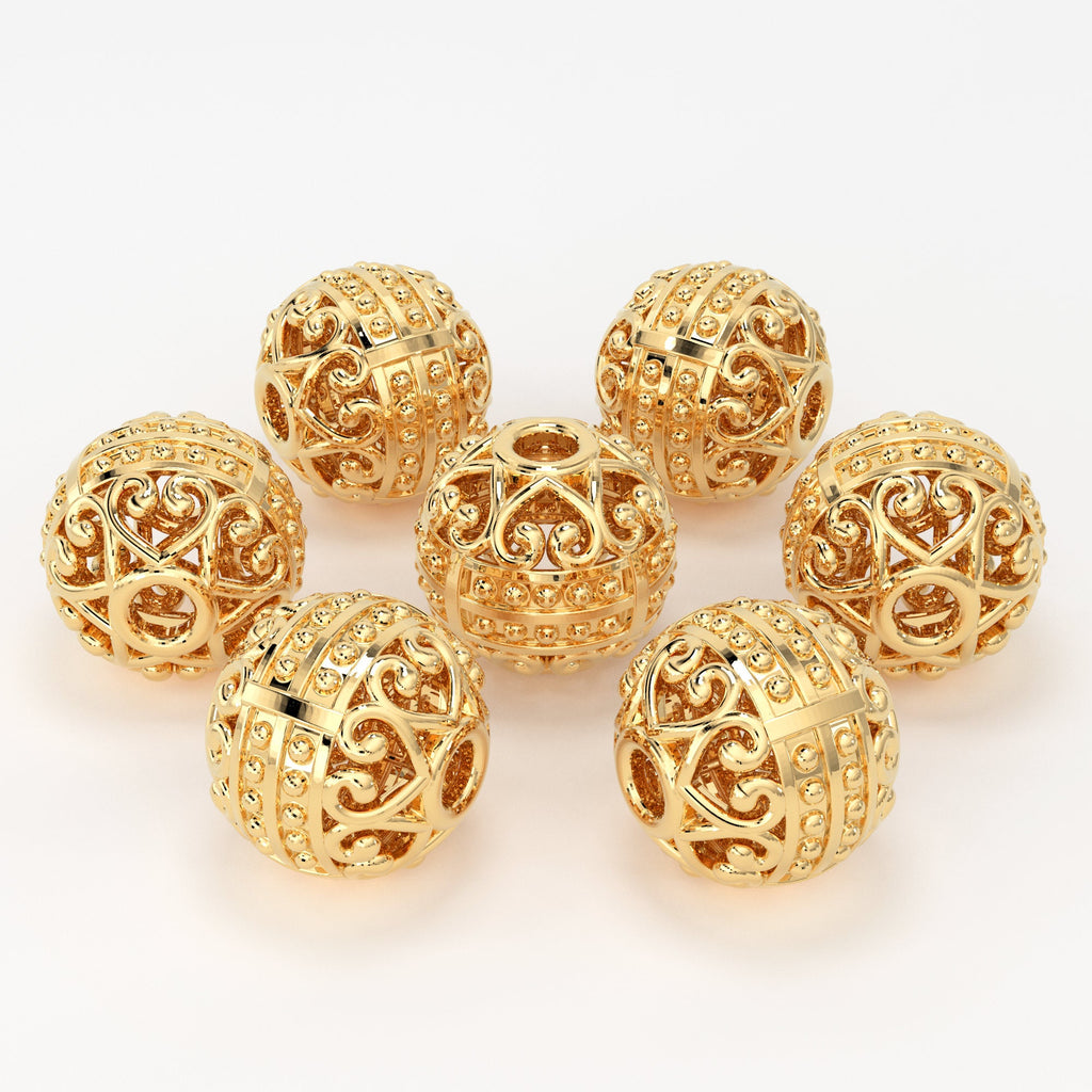 18k Solid Gold Designer Old Fashioned Tribal Round Granulation Spacer Bead Finding 6mm 8mm 10mm St Patricks Day