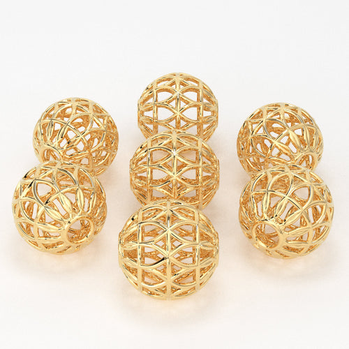 18k Solid Gold Designer Fancy Round Sphere of Death Spacer Bead Finding 6mm 8mm 10mm St Patricks Day