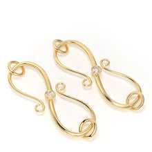 Load image into Gallery viewer, 18k Solid Real Gold Classic S Hook Clasp Finding With Round Brilliant Cut Diamond St Patricks Day