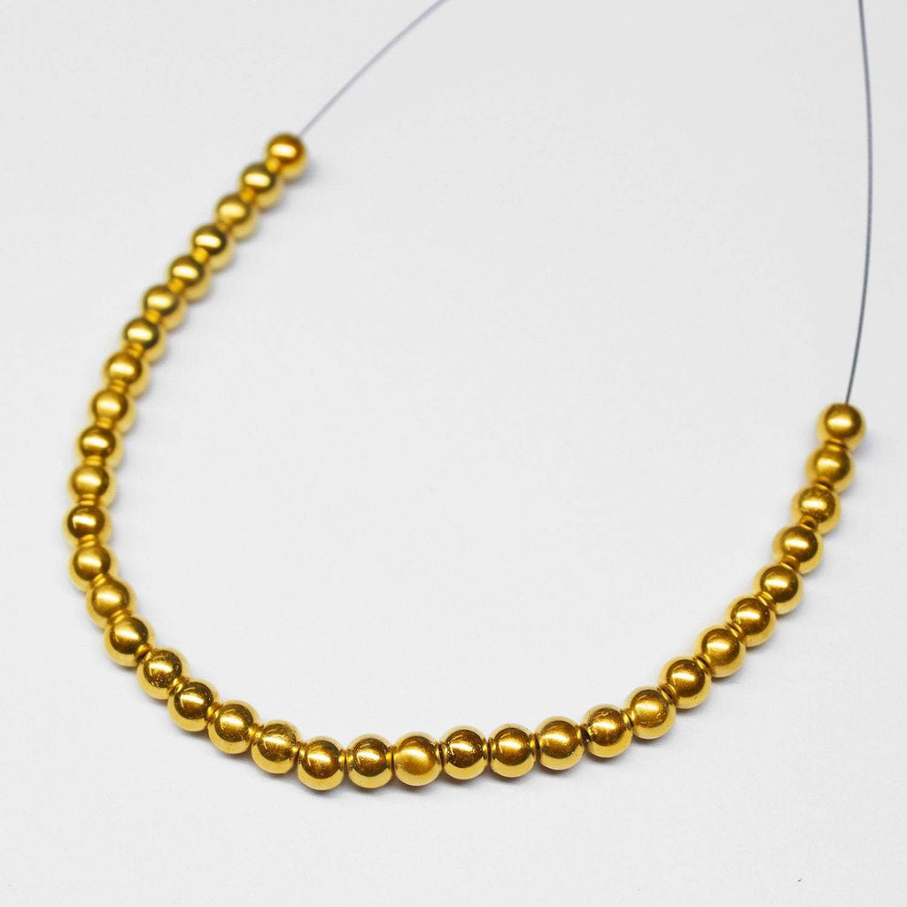 18k Solid Yellow Gold Handmade Tribal Round Sphere Spacer Beads Strand 4mm 20pc St Patricks Day