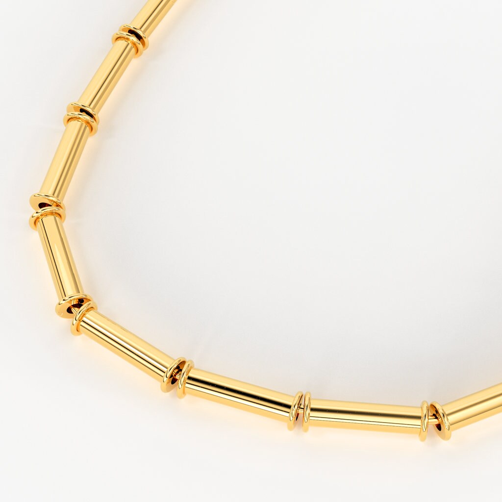 2.7mmx8mm 18k Solid Yellow Gold Fancy Bamboo Tube Spacer Beads (10 pieces) St Patricks Day