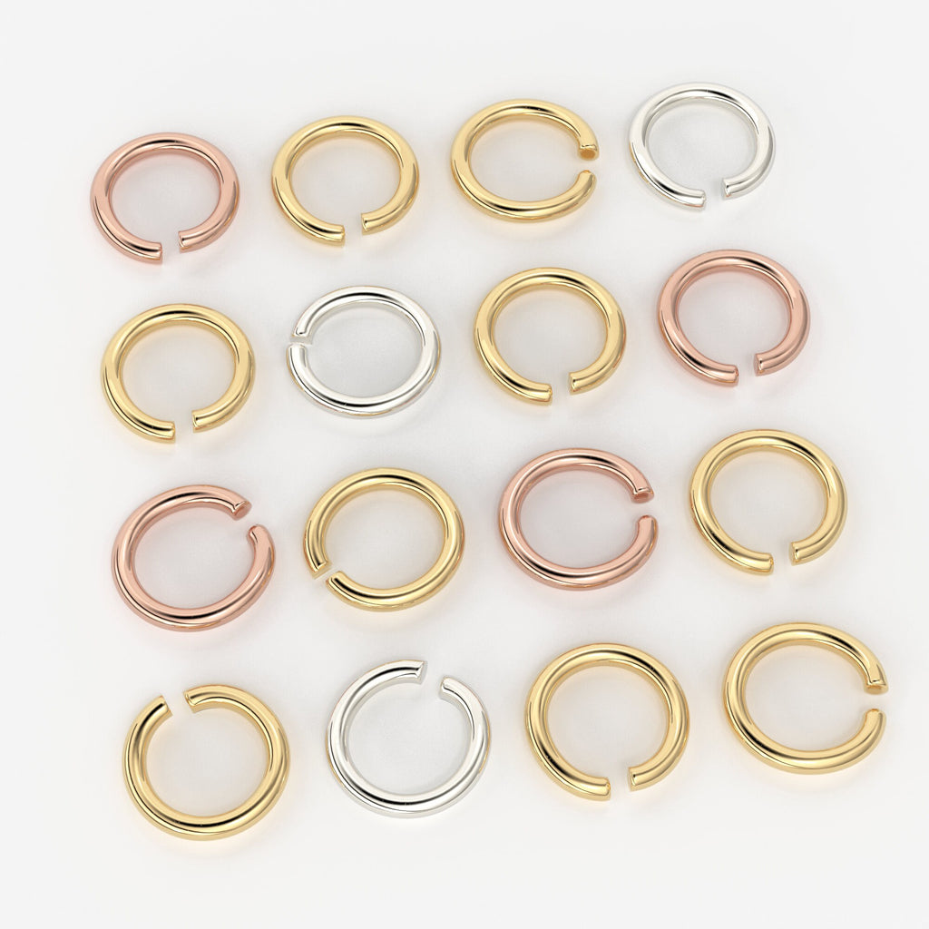 3.5MM 22 Gauge 14k Solid Yellow Gold Open Jump Rings (10 pieces)