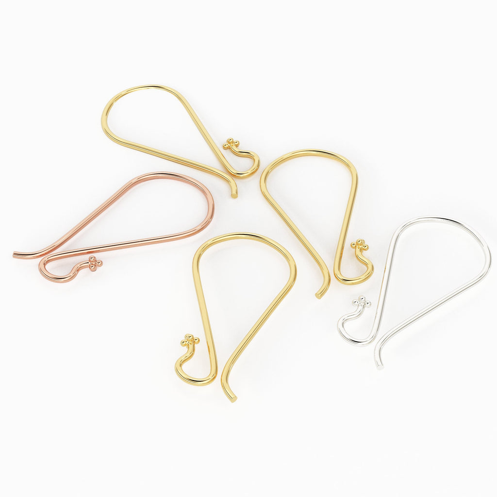 18k Solid Yellow Gold Earwires With Daisy Ends 1 pair St Patricks Day