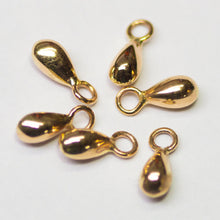Load image into Gallery viewer, 18k Solid Yellow Gold Teardrop Charm Pendant Finding, Gold Drops 3.3mmx8.5mm St Patricks Day