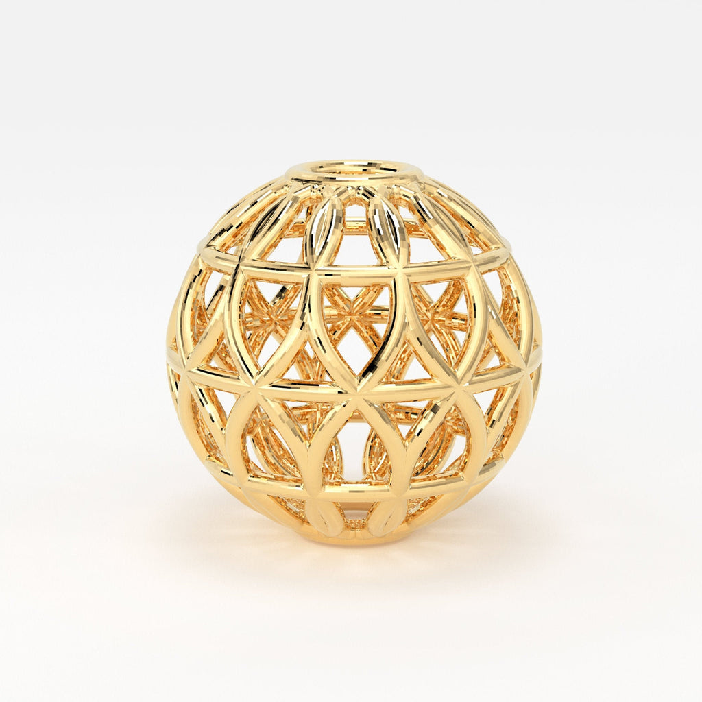 18k Solid Gold Designer Fancy Round Sphere of Death Spacer Bead Finding 6mm 8mm 10mm St Patricks Day