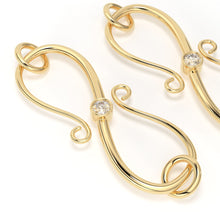 Load image into Gallery viewer, 18k Solid Real Gold Classic S Hook Clasp Finding With Round Brilliant Cut Diamond St Patricks Day