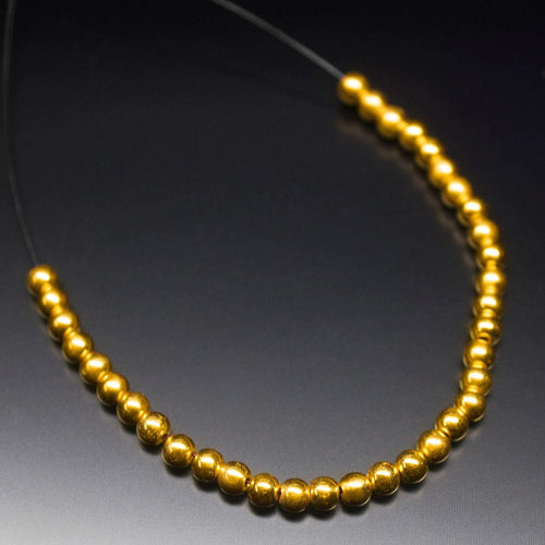 18k Solid Gold Handmade Tribal Round Sphere Spacer Beads Strand 4mm 12pc St Patricks Day