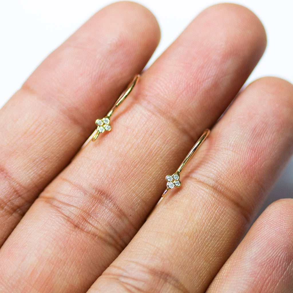 14k Solid Gold Brilliant Diamond Finding Earwire Pair 15x3.30mm 20 GAUGE St Patricks Day