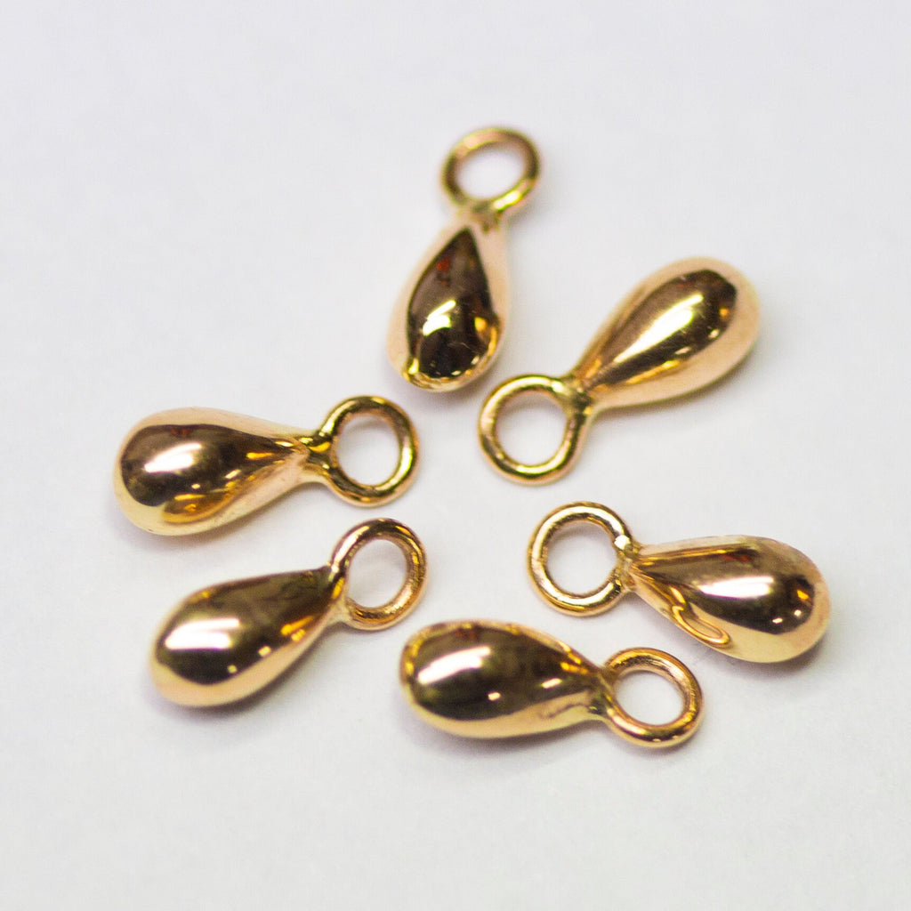 18k Solid Yellow Gold Teardrop Charm Pendant Finding, Gold Drops 3.3mmx8.5mm St Patricks Day