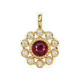 14k 18k Solid Gold Brilliant Round Ruby & Genuine Diamond Solid Gold Charm Pendant / Ruby Pendant / Ruby Charm St Patricks Day