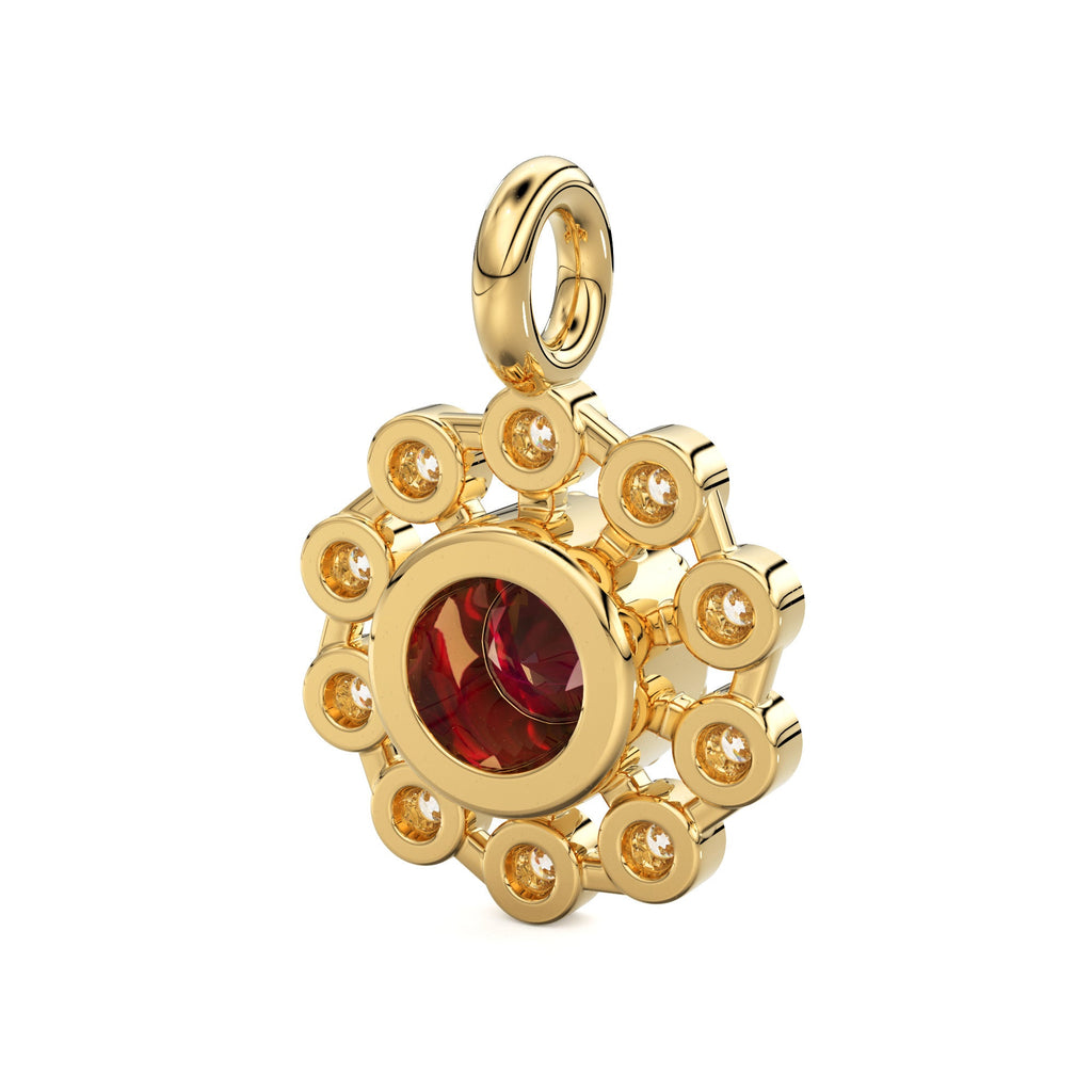 14k 18k Solid Gold Brilliant Round Ruby & Genuine Diamond Solid Gold Charm Pendant / Ruby Pendant / Ruby Charm St Patricks Day