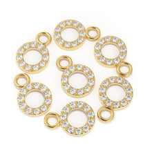 Load image into Gallery viewer, 14k Solid Gold Diamond Round Charm / Petite Dainty Brilliant Diamond Charm / Diamond Pendant / Sale St Patricks Day