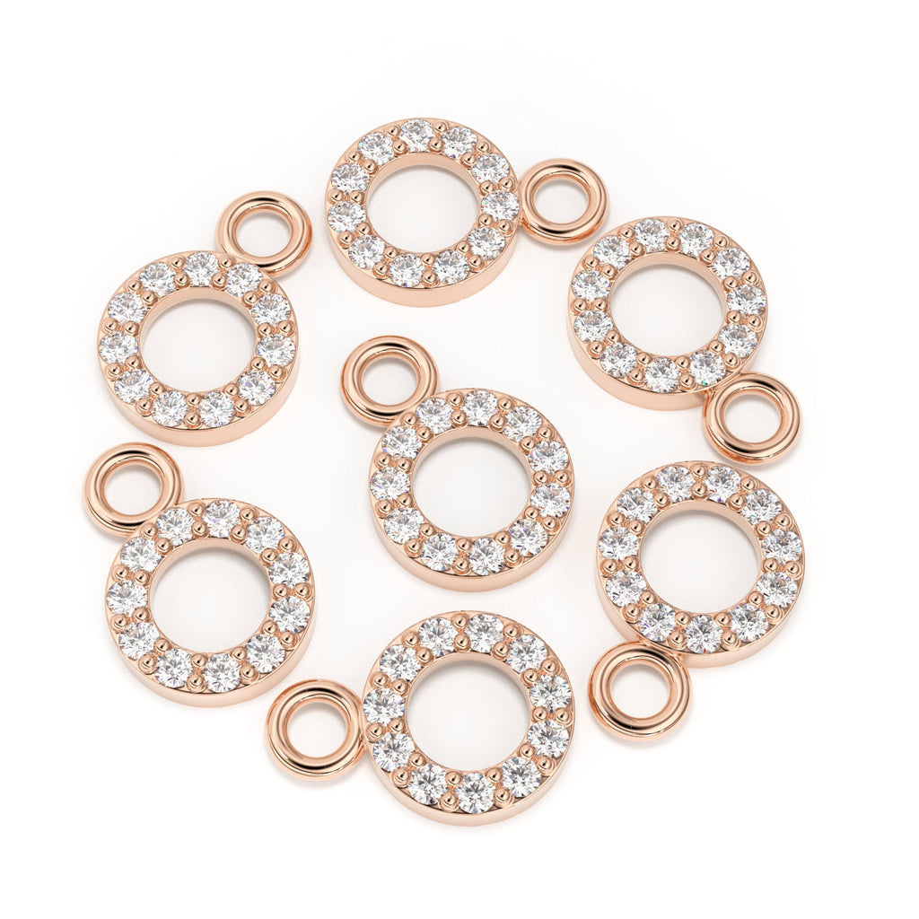 14k Solid Gold Diamond Round Charm / Petite Dainty Brilliant Diamond Charm / Diamond Pendant / Sale St Patricks Day