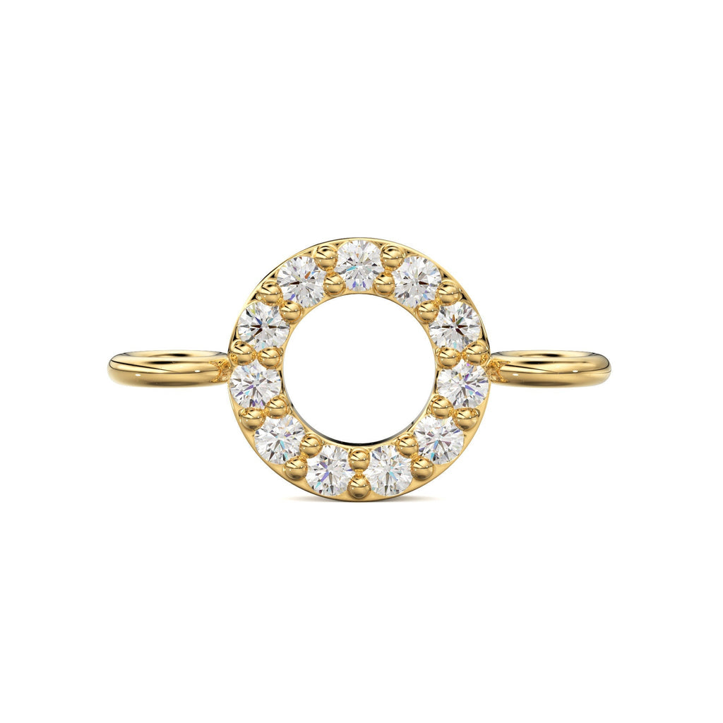 14k Solid Gold Diamond Round Connector / Dainty Brilliant Diamond Connector / Diamond Spacer / Labour Day Sale St Patricks Day