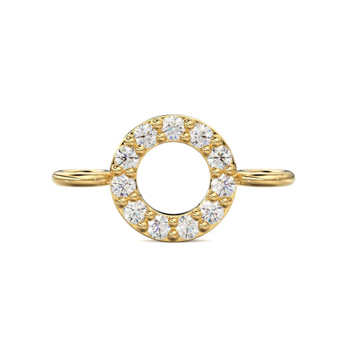 14k Solid Gold Diamond Round Connector / Dainty Brilliant Diamond Connector / Diamond Spacer / Labour Day Sale St Patricks Day