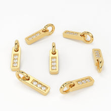 Load image into Gallery viewer, 3 Stone Diamond Bar Charm Pendant / 14k 18k Solid Gold Pendant / Diamond Pendant / Trio Diamond Charm / Sale St Patricks Day