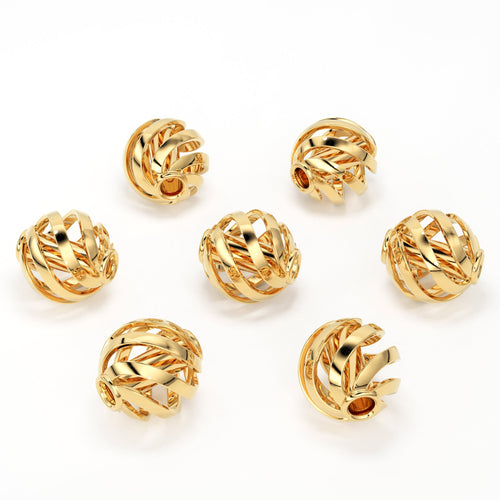 Twisted Spiral Solid Gold 14k 18k Designer Handmade Gold Spacer Bead Jewelry Making Supply 5.40mm