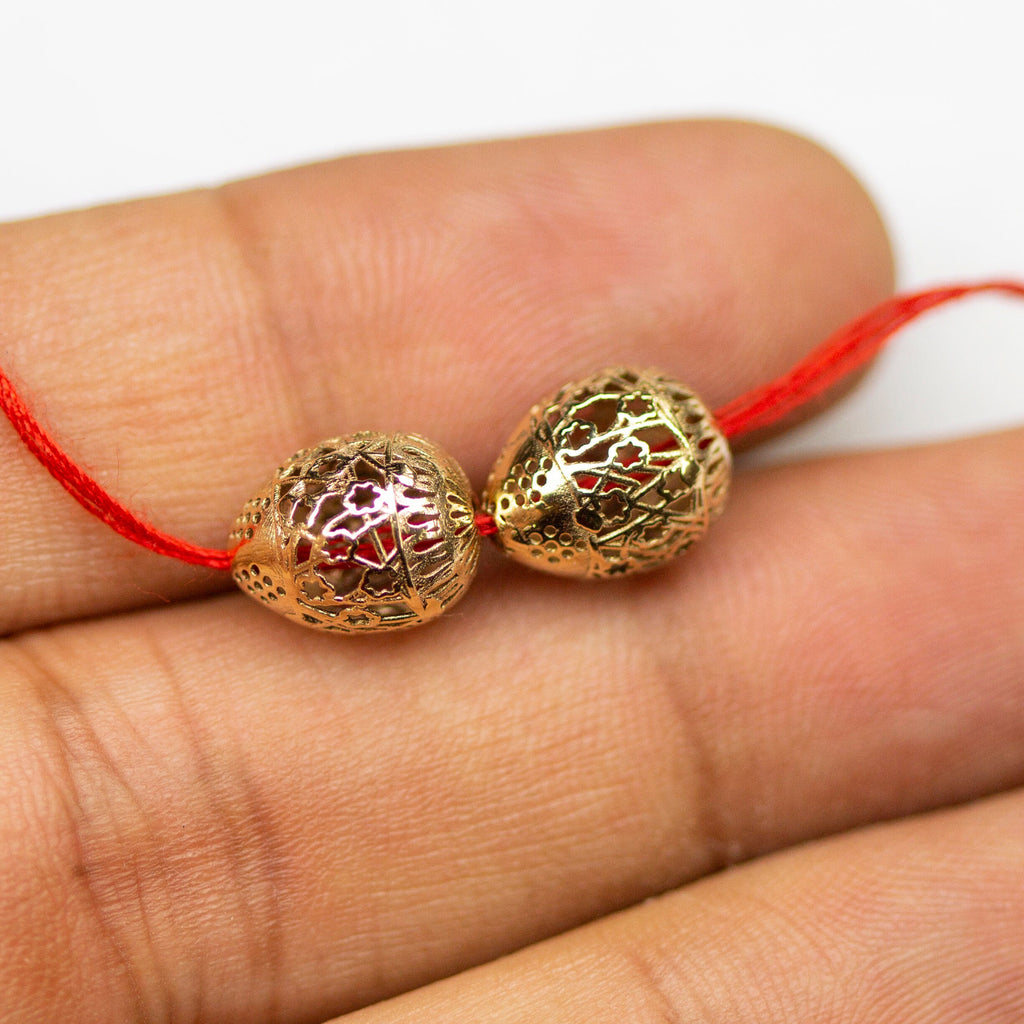 18k Solid Gold Handmade Designer Easter Egg Spacer Bead Finding 11mm 12mm 13mm St Patricks Day