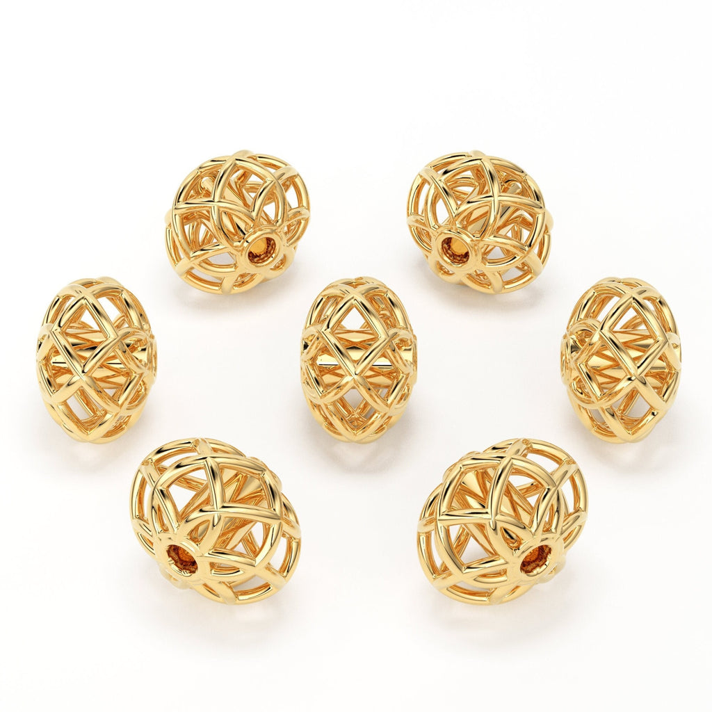 2 pieces Oval Designer 14k 18k Solid Gold Handmade Gold Spacer Bead Jewelry Making Supply 4.60x3.40mm St Patricks Day