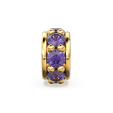 18k Solid Yellow Gold 5mm Purple Amethyst Eternity Rondelle Wheel Bead St Patricks Day
