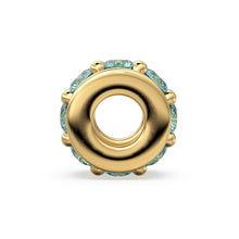 Load image into Gallery viewer, 18k Solid Yellow Gold 5mm Aquamarine Eternity Rondelle Wheel Bead St Patricks Day