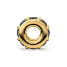 Load image into Gallery viewer, 18k Solid Yellow Gold 5mm Black Onyx Eternity Rondelle Wheel Bead St Patricks Day
