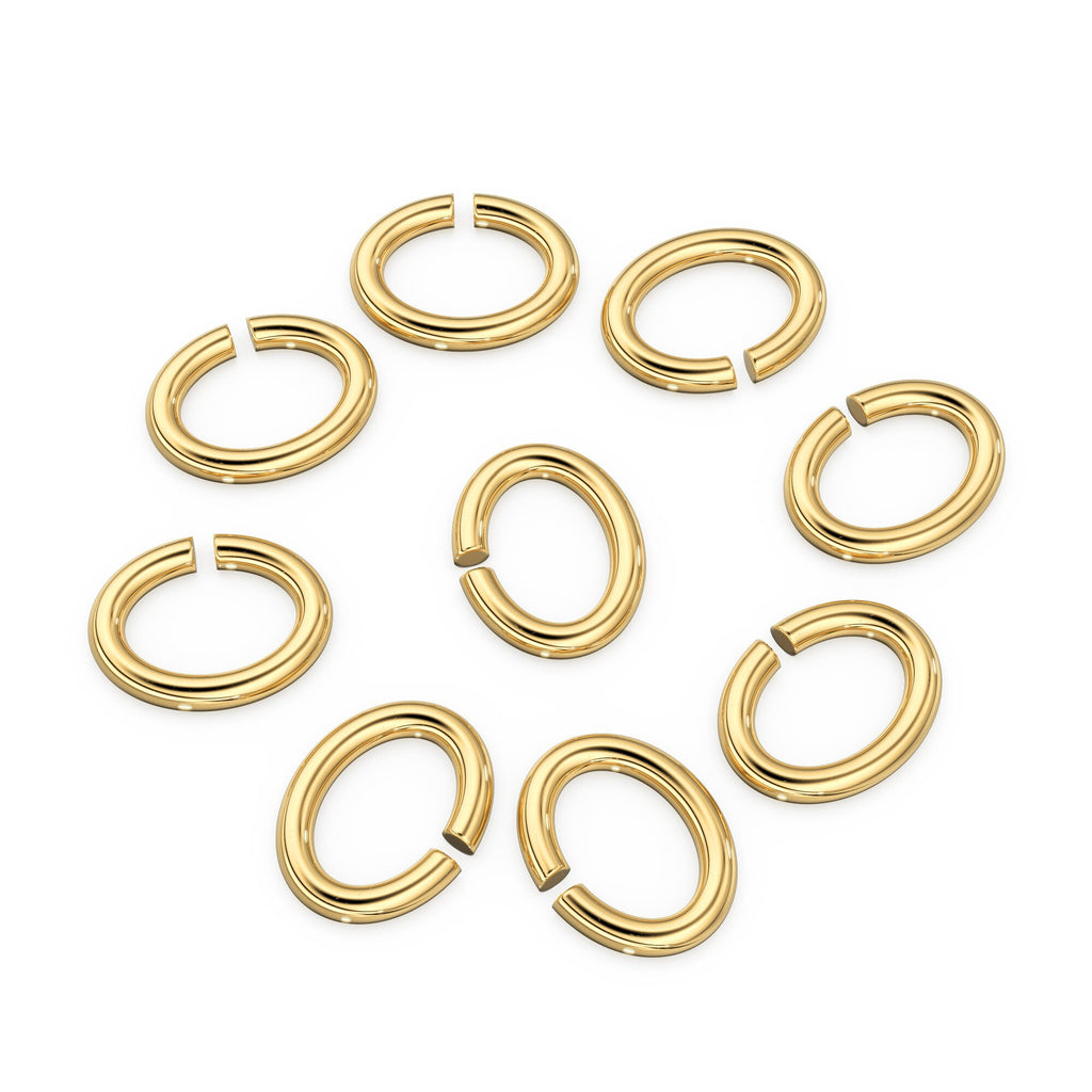3mmx4mm 14k Solid Yellow Gold Oval Open Jump Rings 10 pieces Jewelry Making Supplies St Patricks Day