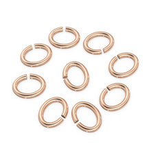 Load image into Gallery viewer, 3mmx4mm 14k Solid Yellow Gold Oval Open Jump Rings 10 pieces Jewelry Making Supplies St Patricks Day