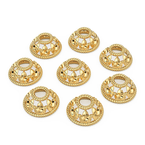 5.50mm 18k Solid Yellow Gold Petite Bead Cap Finding PAIR St Patricks Day