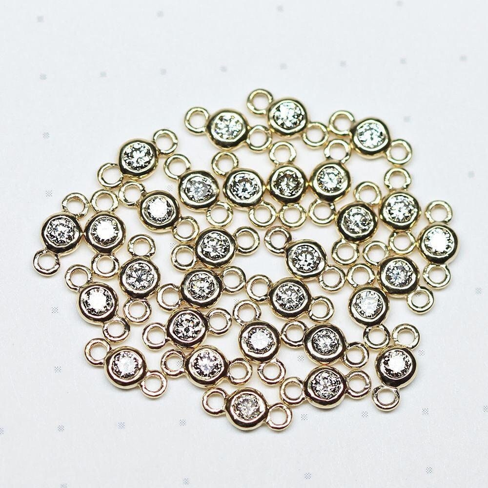 14k Solid Gold / Real Diamond / Charm Pendant / Bezel / Jewelry Finding / Diamond Connector / Diamond Charm St Patricks Day