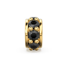 Load image into Gallery viewer, 18k Solid Yellow Gold 5mm Black Onyx Eternity Rondelle Wheel Bead St Patricks Day