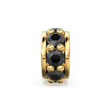 18k Solid Yellow Gold 5mm Black Onyx Eternity Rondelle Wheel Bead St Patricks Day