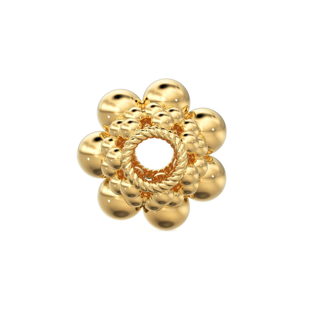 7.50mm Designer Round Sphere Design Solid Yellow Gold Spacer Beads