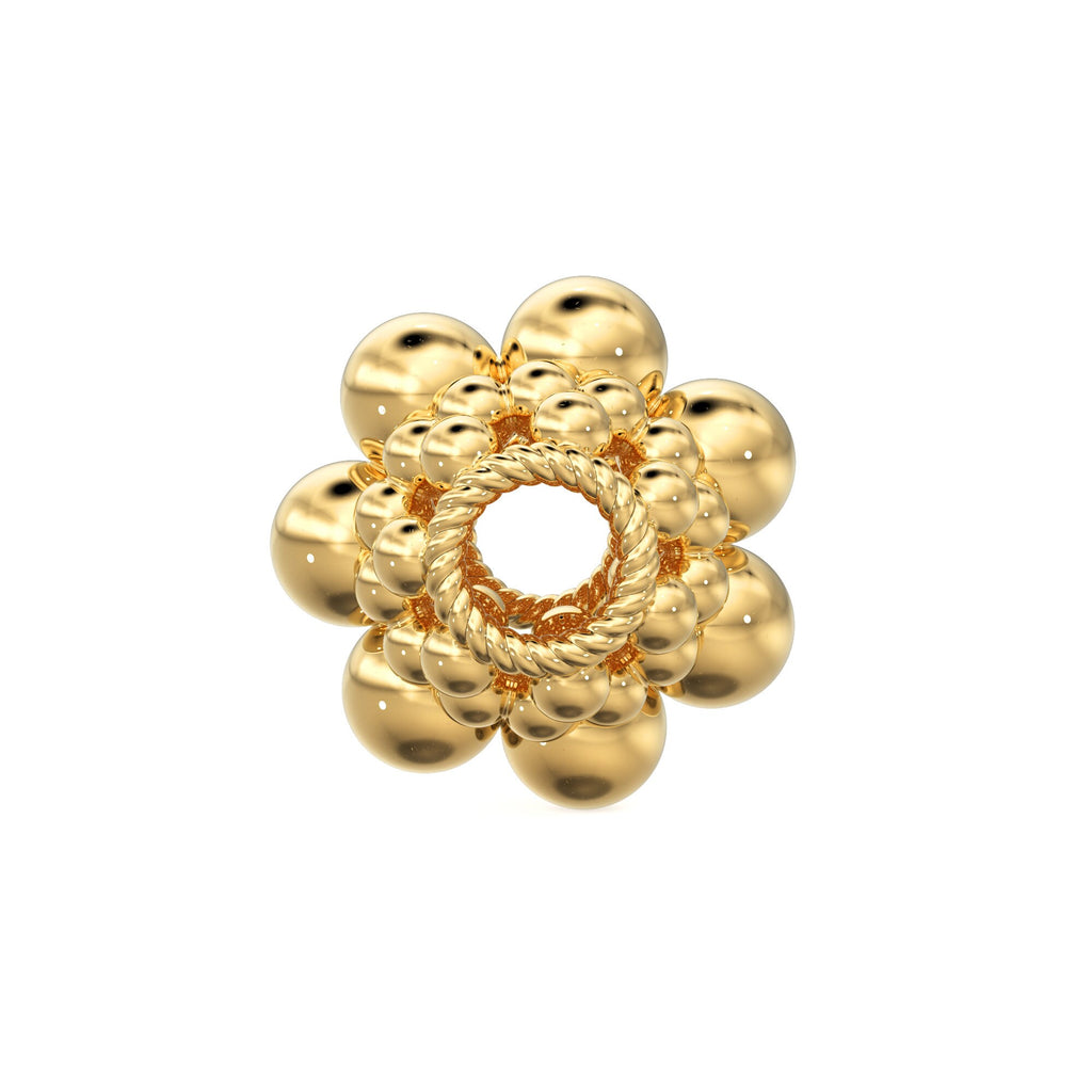 7.50mm Designer Round Sphere Design Solid Yellow Gold Spacer Beads - Jalvi & Co.