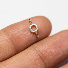 Load image into Gallery viewer, 14k Solid Gold Emerald Round Connector / Dainty Brilliant Emerald Connector / Emerald Spacer / Labour Day Sale St Patricks Day