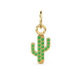 Emerald Cactus 14k 18k Solid Gold  Plant Charm Pendant / Gold Charm / Cactus Pendant